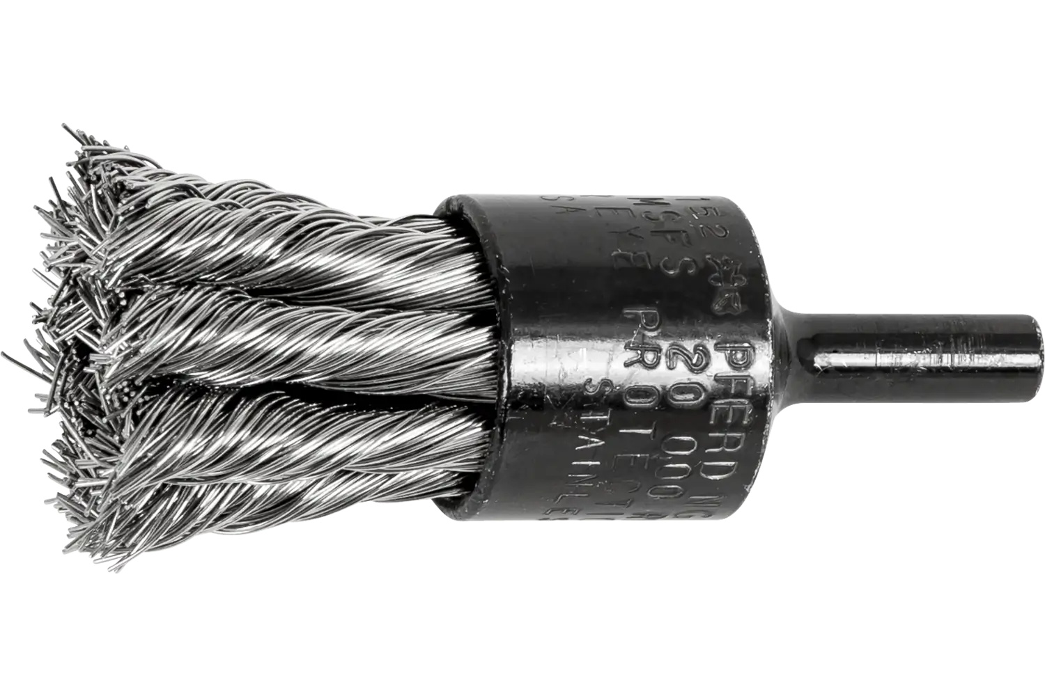 Picture of Pferd Knot Wire End Brush 3/4" Dia. Straight Cup .014 Stainless Steel 1/4" Shank